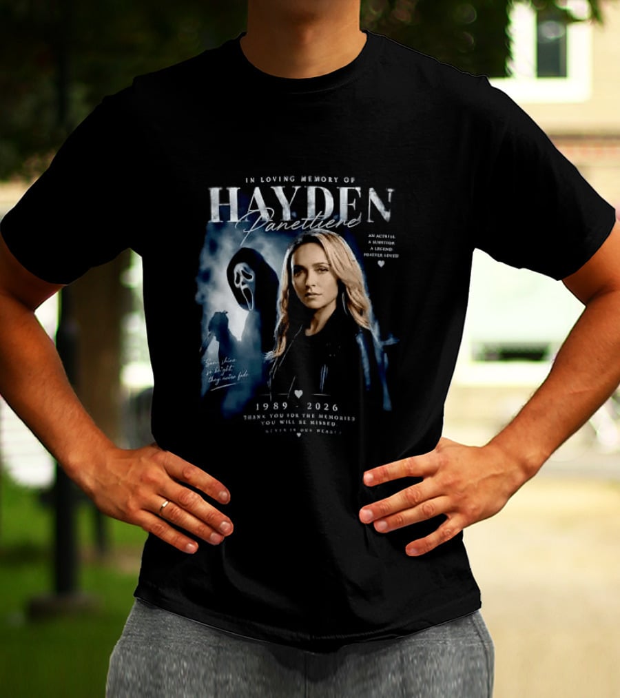 In Loving Memory Of Actress Hayden Panettiere 1989 2026 With Ghostface Shadow T-Shirt