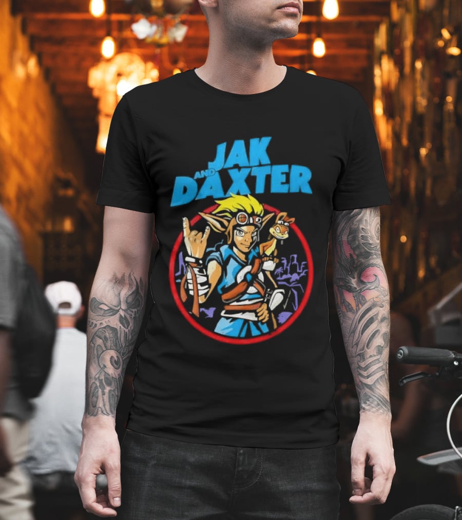 Jak And Daxter Cartoon Hero With Goggles In Red Circle T-Shirt