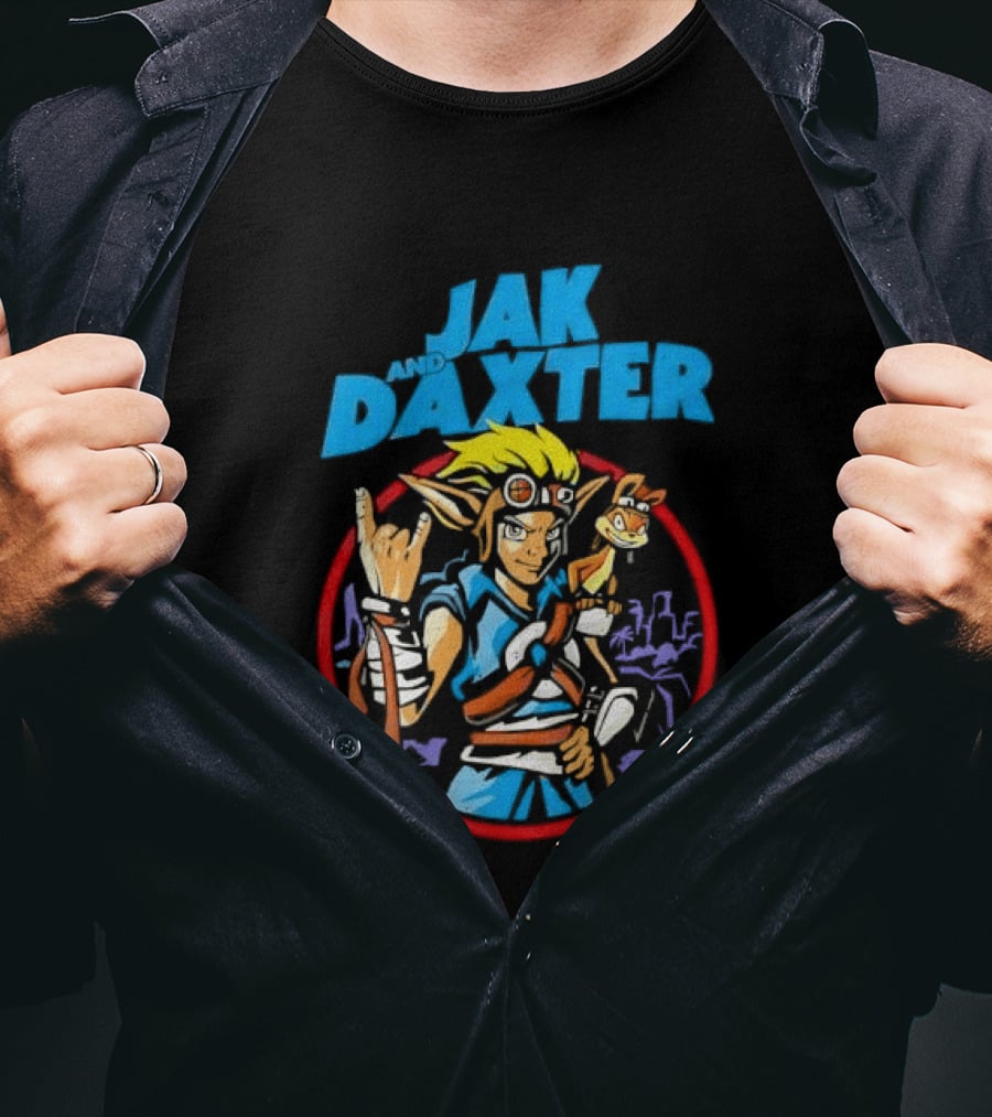Jak And Daxter Cartoon Hero With Goggles In Red Circle T-Shirt