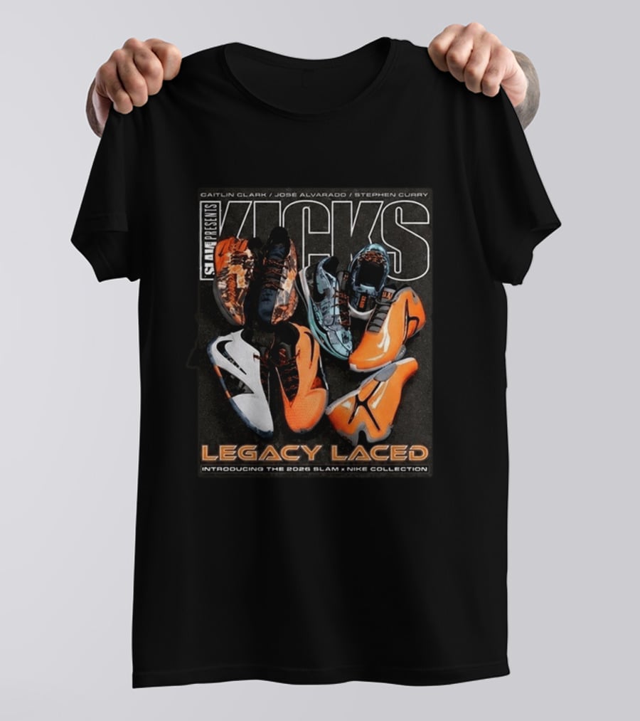 SLAM Presents KICKS Legacy Laced 2026 Introducing Caitlin Clark José Alvarado Stephen Curry Nike Collection T-Shirt