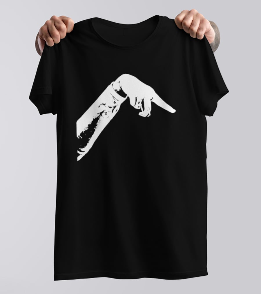 Monochrome Pointing Hand Sleeve Downward T-Shirt