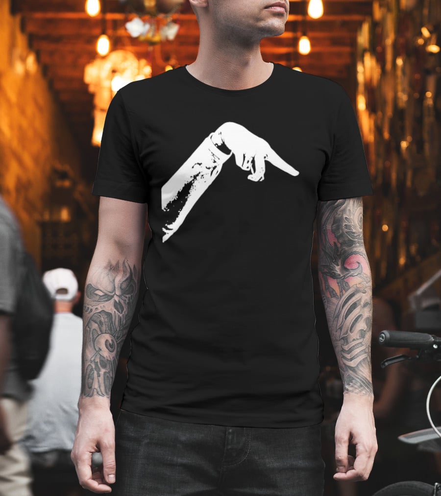 Monochrome Pointing Hand Sleeve Downward T-Shirt