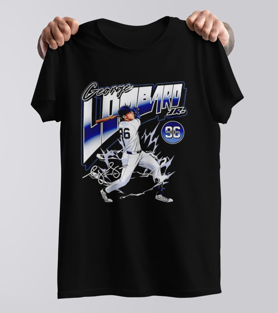George Lombardo Jr 96 Baseball Player Swinging Bat Lightning T-Shirt