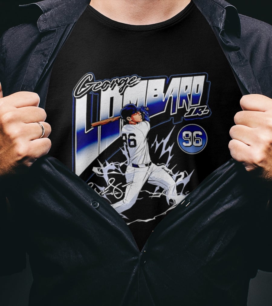 George Lombardo Jr 96 Baseball Player Swinging Bat Lightning T-Shirt