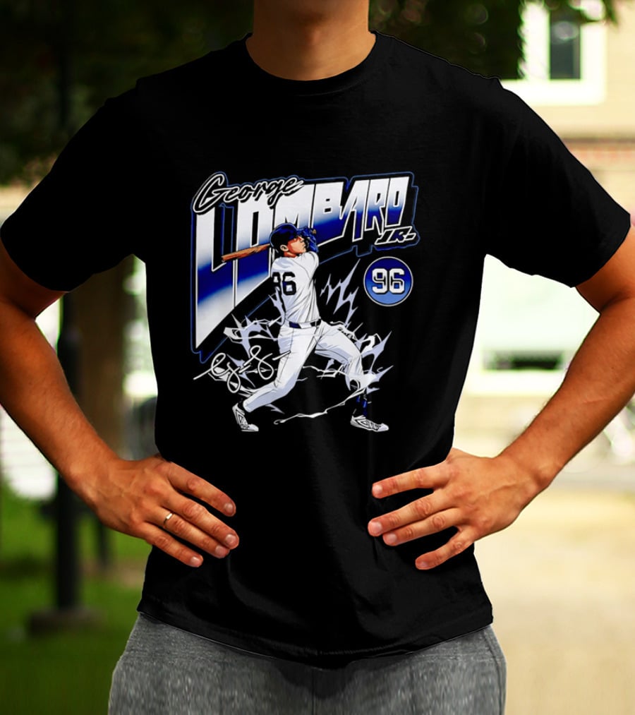 George Lombardo Jr 96 Baseball Player Swinging Bat Lightning T-Shirt