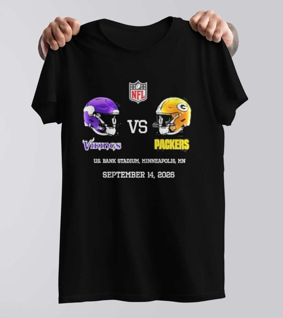 Green Bay Packers Vs Minnesota Vikings NFL U.S. Bank Stadium Minneapolis September 14 2026 T-Shirt