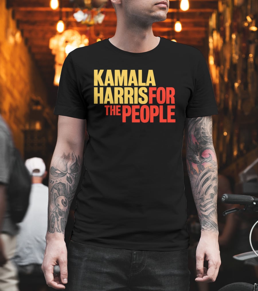 Kamala Harris For The People Text Classic Bold Yellow And Red T-Shirt