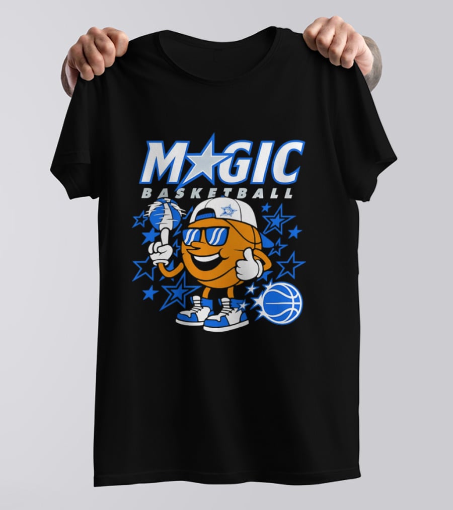 Magic Basketball Cartoon With Sunglasses And Stars T-Shirt