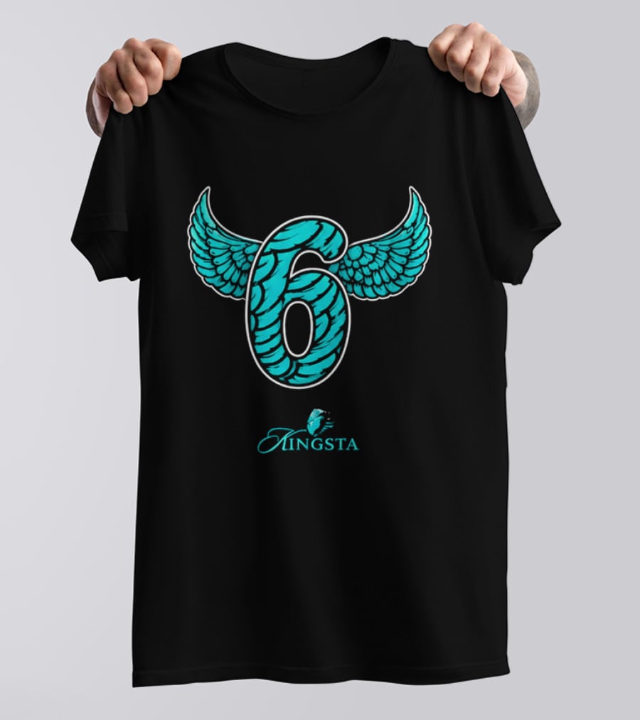 Kingsta Turquoise Feathered Wings Number 6 T-Shirt