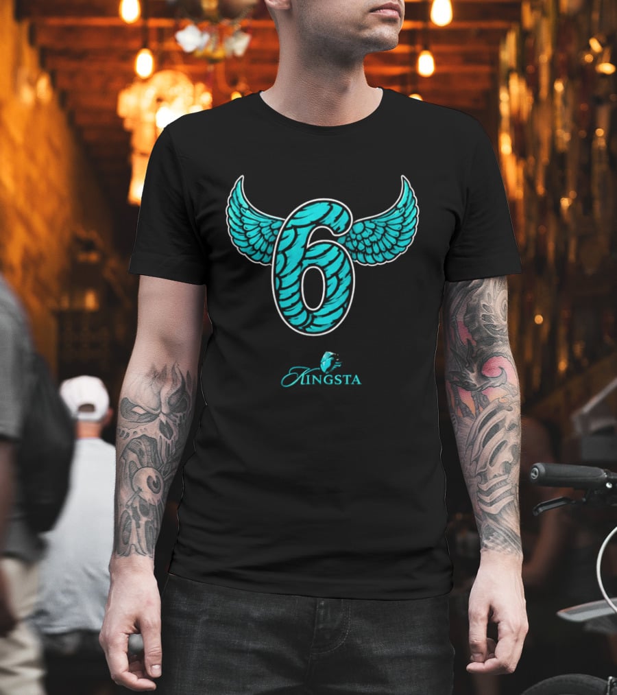 Kingsta Turquoise Feathered Wings Number 6 T-Shirt