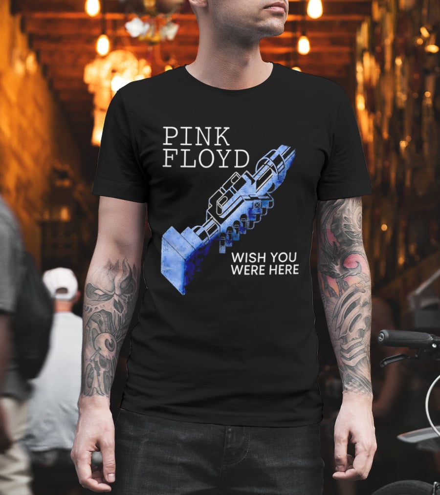 Pink Floyd Wish You Were Here Blue Mechanical Robot Handshake T-Shirt