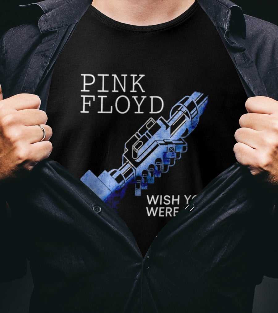 Pink Floyd Wish You Were Here Blue Mechanical Robot Handshake T-Shirt