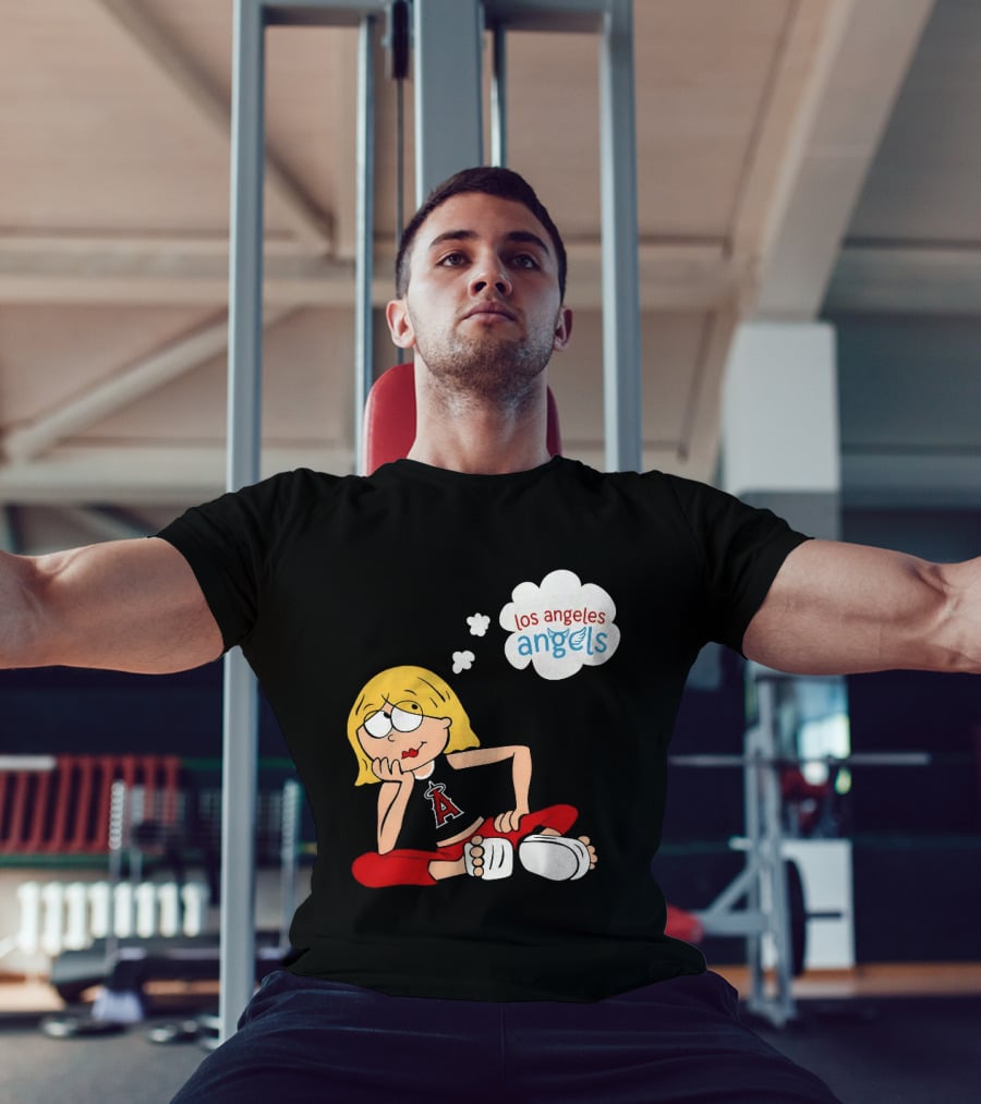 Los Angeles Angels MLB Blonde Girl Thought Bubble Sitting Pose T-Shirt