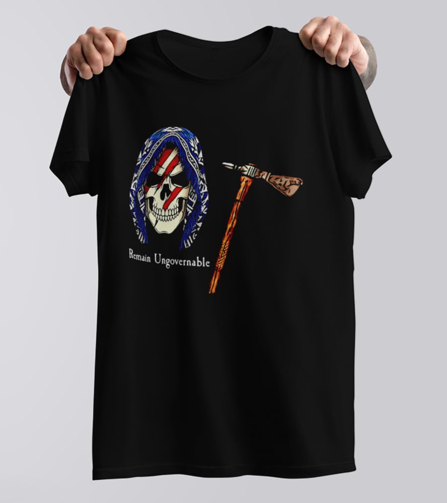 Remain Ungovernable Hooded Skull With Hammer Anti Authority T-Shirt