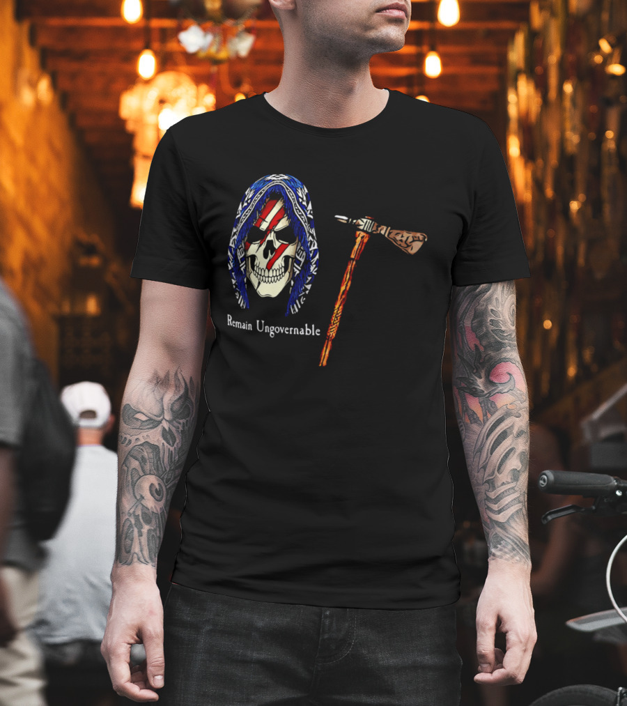 Remain Ungovernable Hooded Skull With Hammer Anti Authority T-Shirt