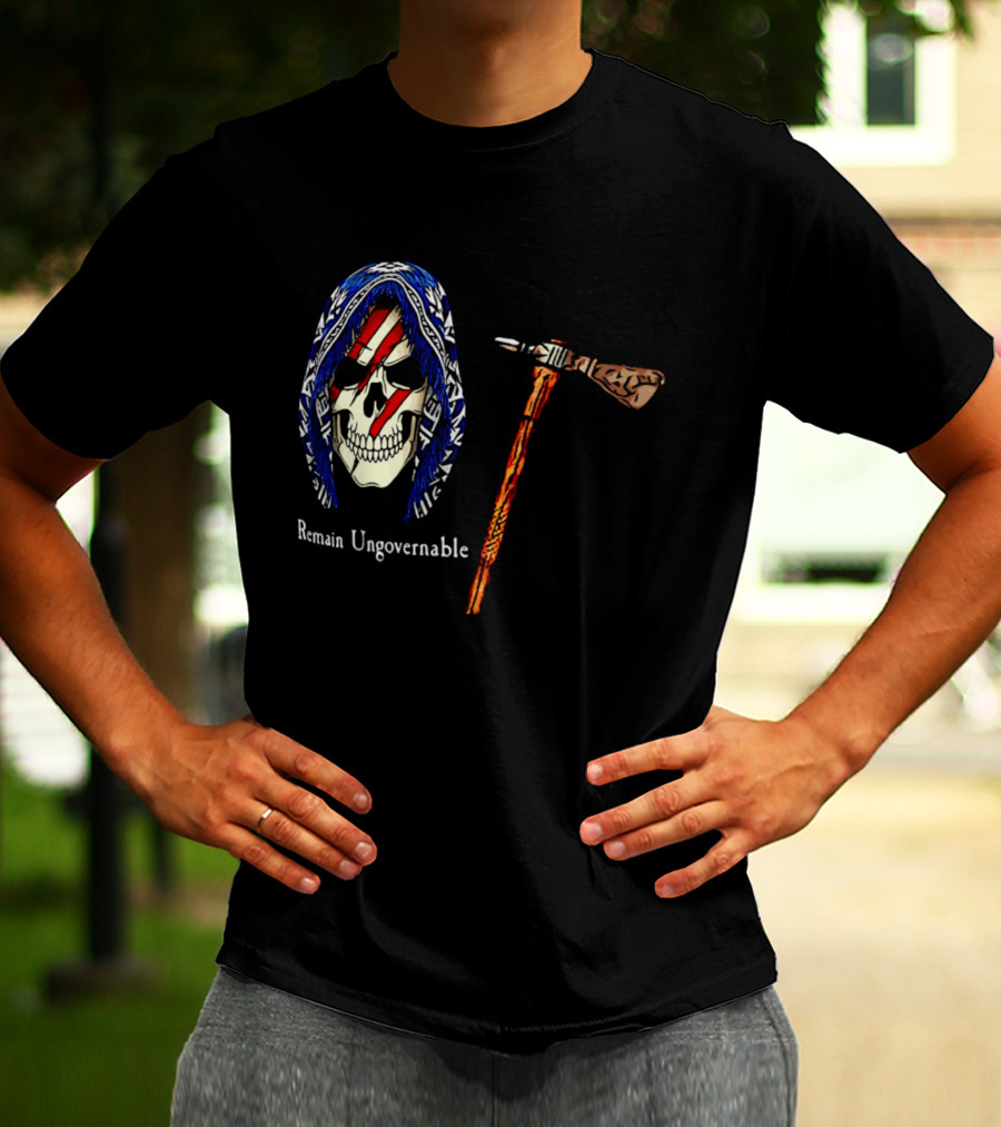 Remain Ungovernable Hooded Skull With Hammer Anti Authority T-Shirt