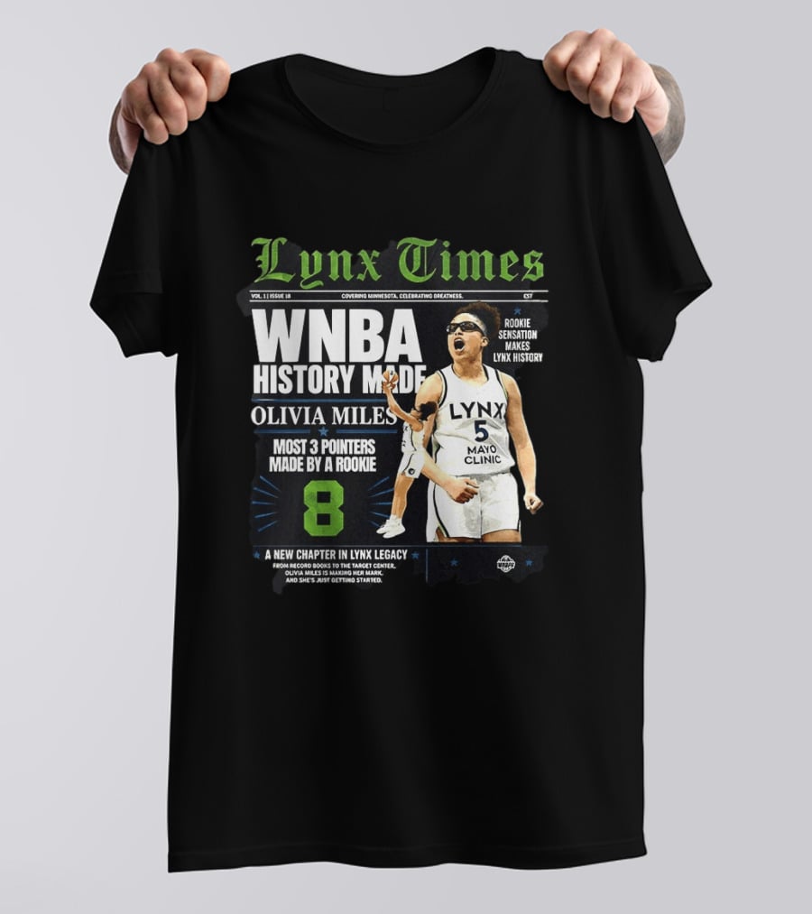 WNBA History Made Olivia Miles Lynx Times Most 3 Pointers By A Rookie T-Shirt