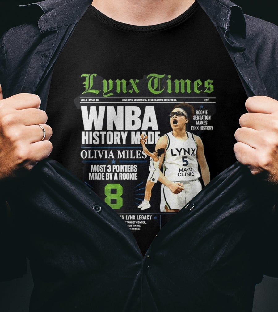 WNBA History Made Olivia Miles Lynx Times Most 3 Pointers By A Rookie T-Shirt