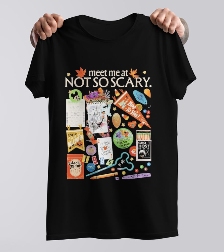 Meet Me At Not So Scary Boo To You Disney Halloween Trick Or Treating Black Flame Candle Halloween Party T-Shirt