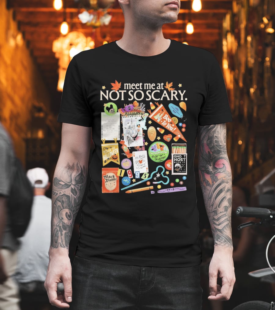 Meet Me At Not So Scary Boo To You Disney Halloween Trick Or Treating Black Flame Candle Halloween Party T-Shirt