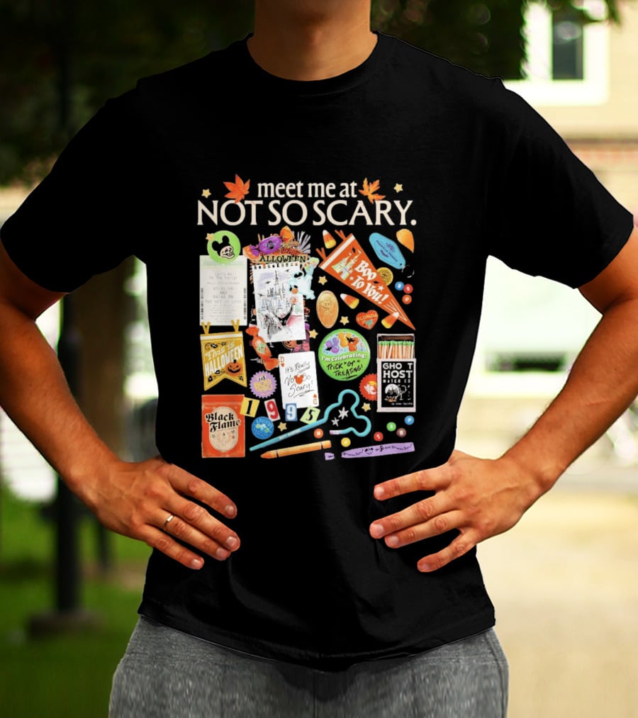 Meet Me At Not So Scary Boo To You Disney Halloween Trick Or Treating Black Flame Candle Halloween Party T-Shirt