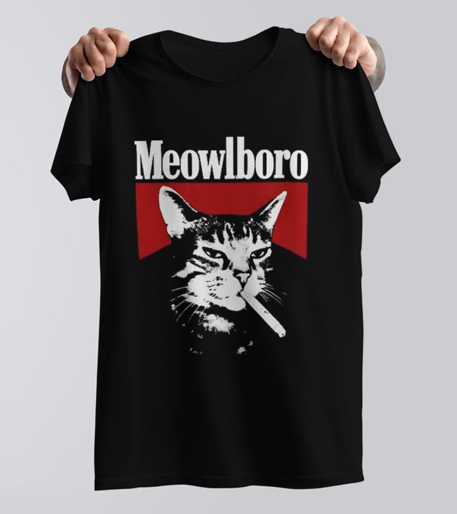 Meowlboro Cat Cigarette Parody With Smoking Cat And Red T-Shirt