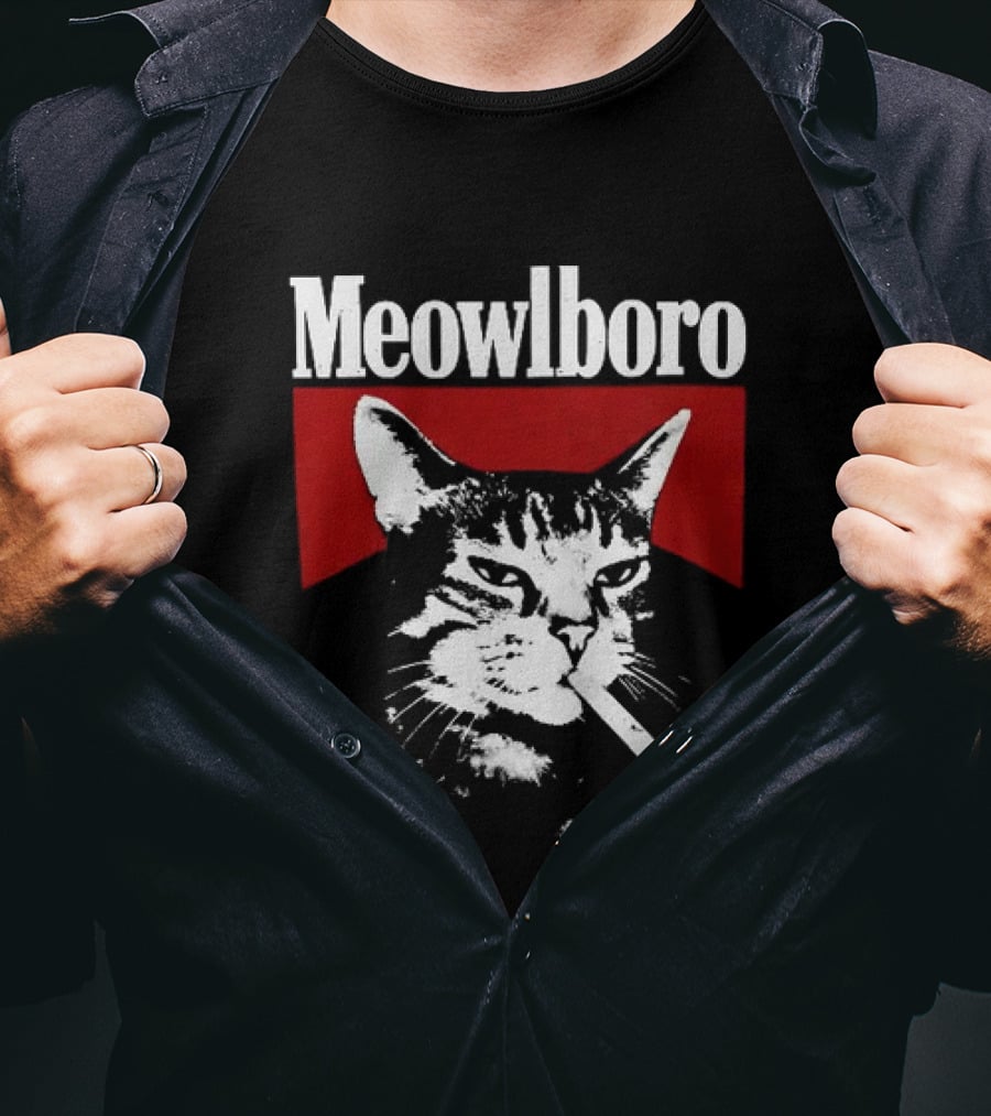 Meowlboro Cat Cigarette Parody With Smoking Cat And Red T-Shirt