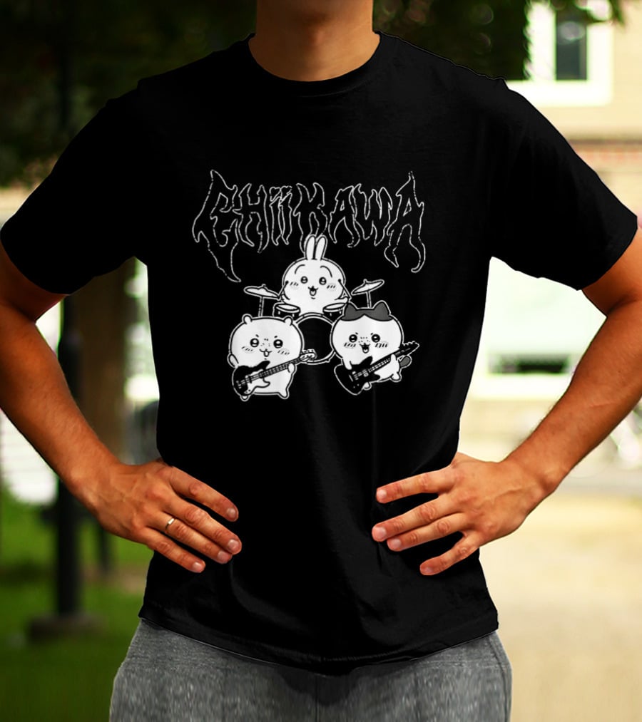 Chiikawa Kawaii Metal Band Characters With Instruments T-Shirt