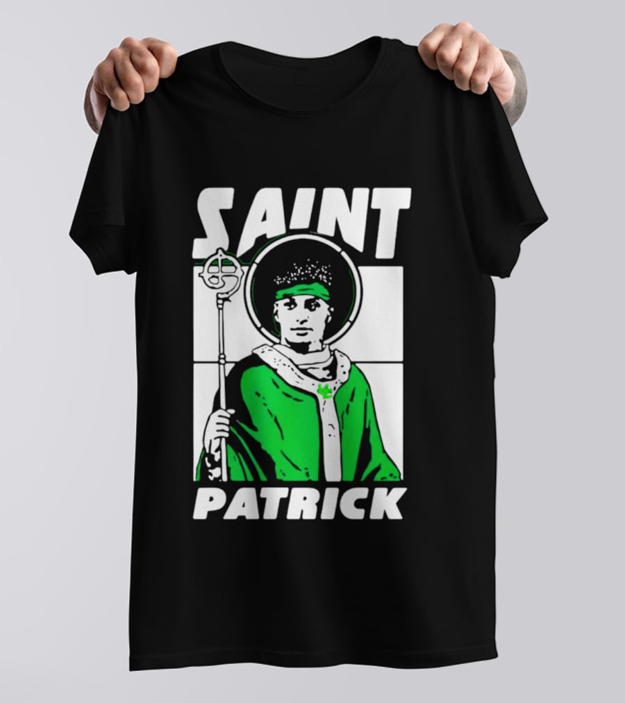 Saint Patrick Mahomes Kansas City Chiefs Iconic Green Halo And Staff T-Shirt