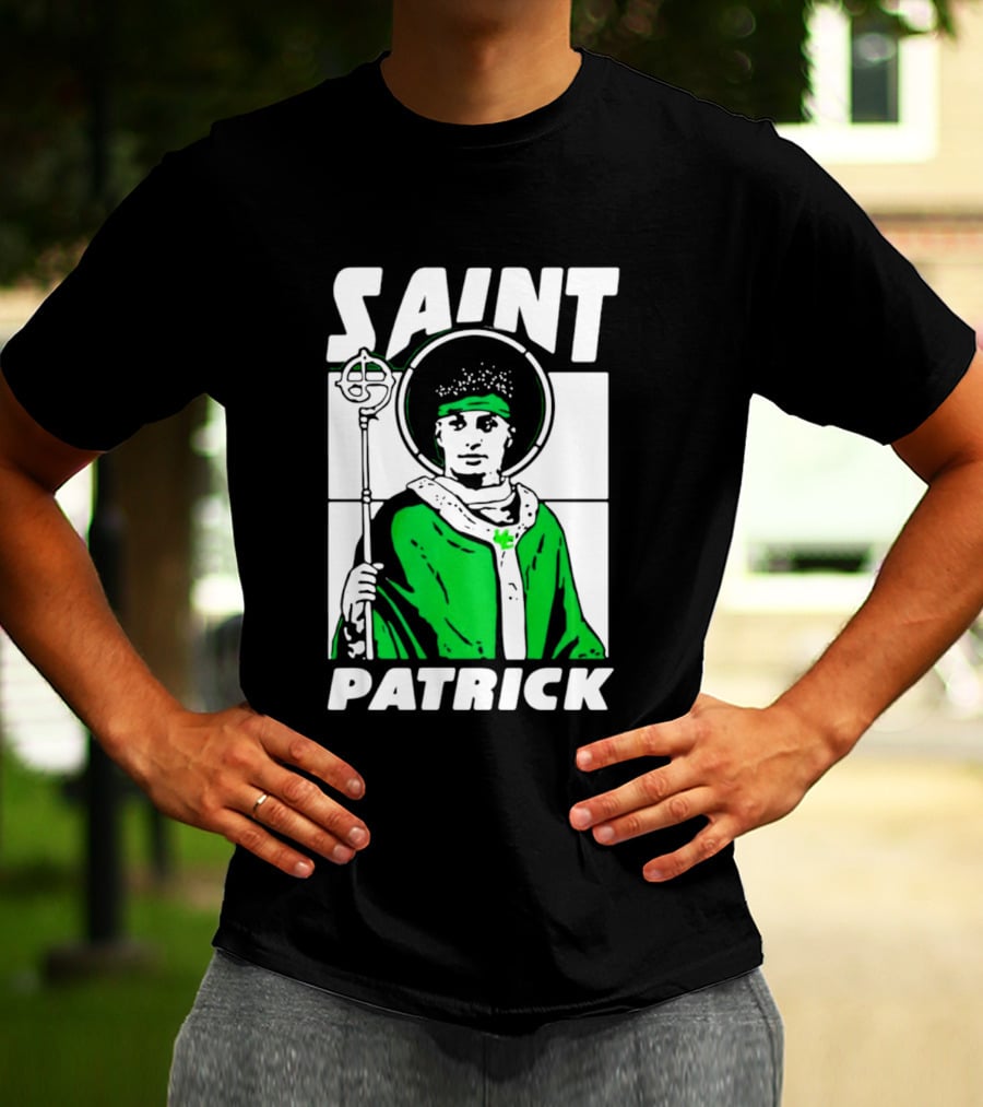 Saint Patrick Mahomes Kansas City Chiefs Iconic Green Halo And Staff T-Shirt