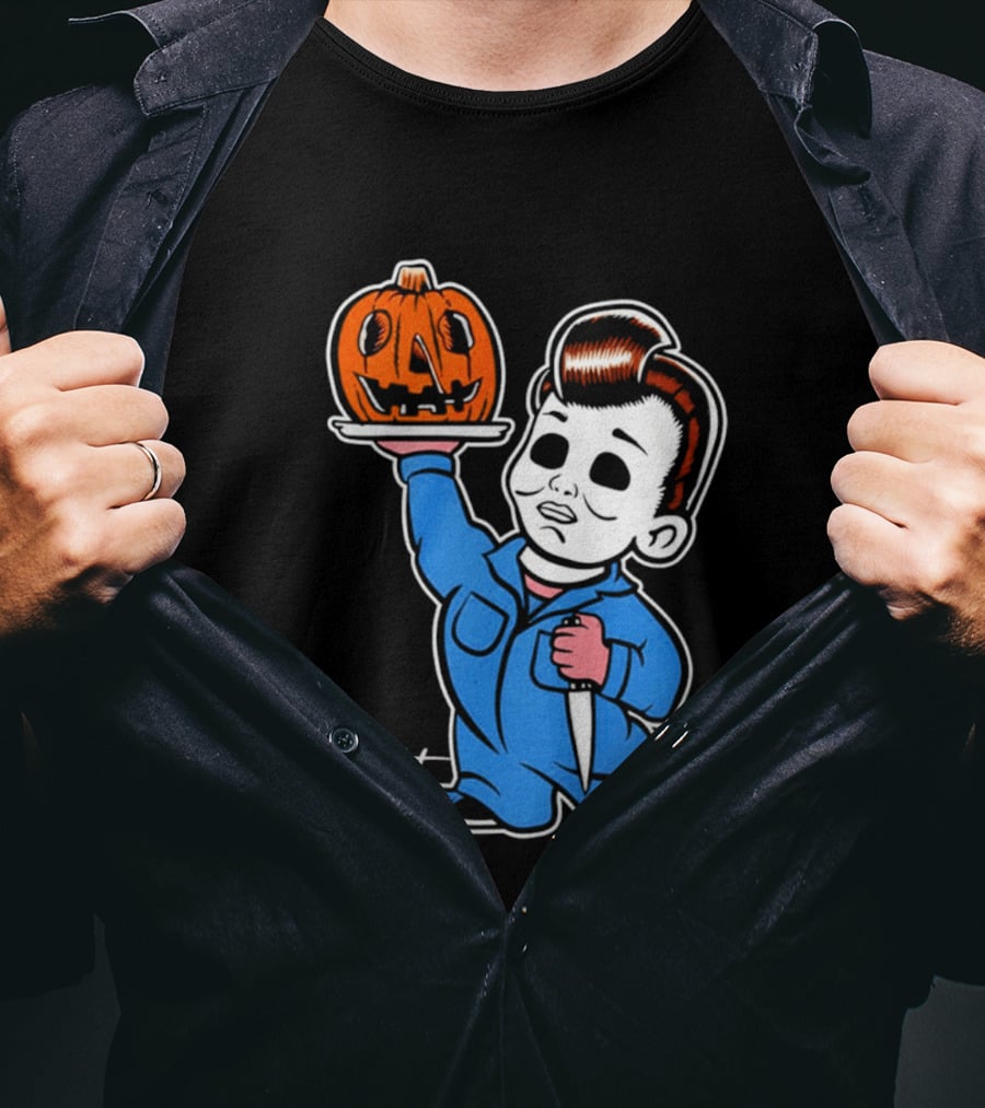 Michael Myers Big Boy Halloween Pumpkin Knife T-Shirt