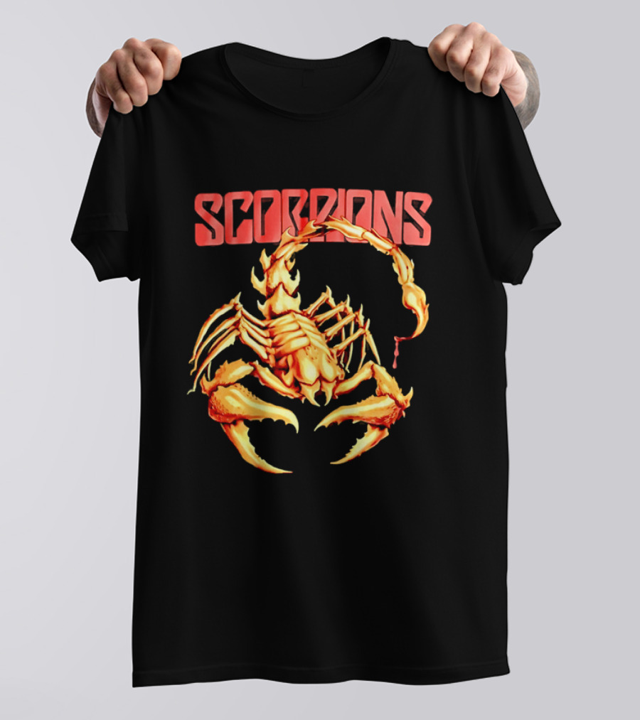 Scorpions Golden Metallic Skeleton Dripping Blood T-Shirt