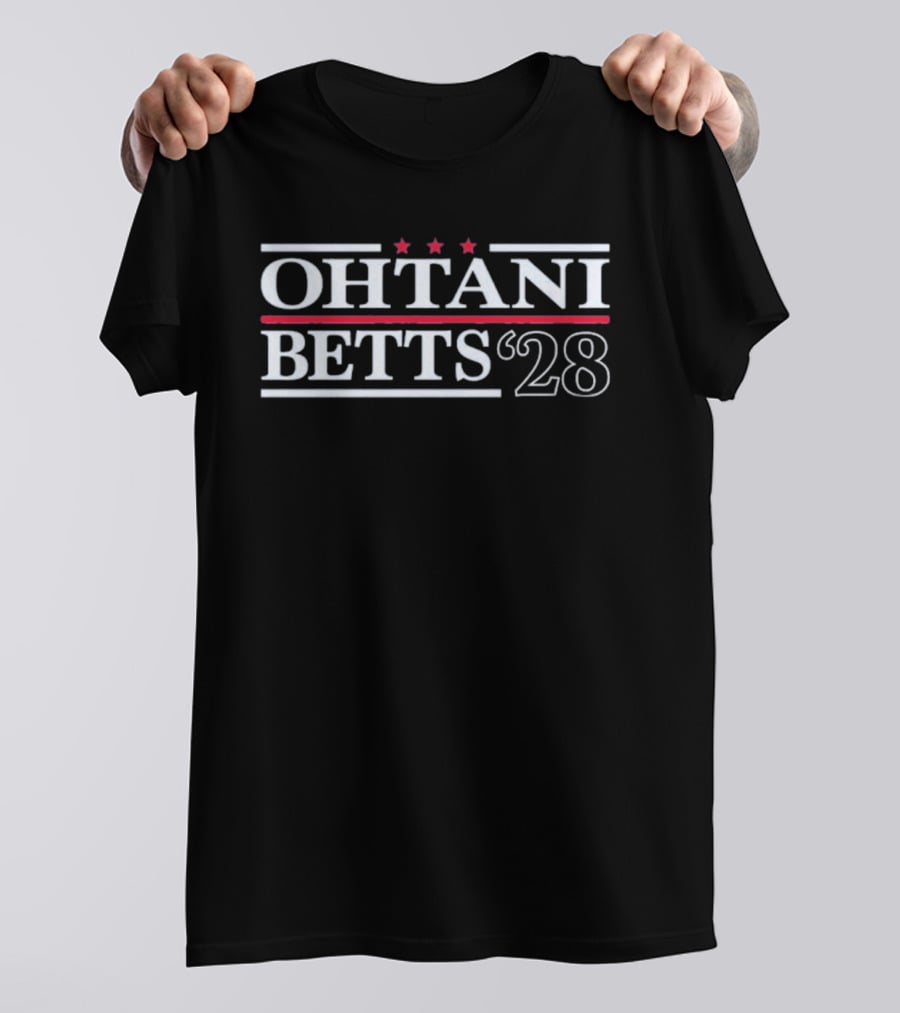 Ohtani Betts 2028 Dodgers Stars Three Red Campaign T-Shirt