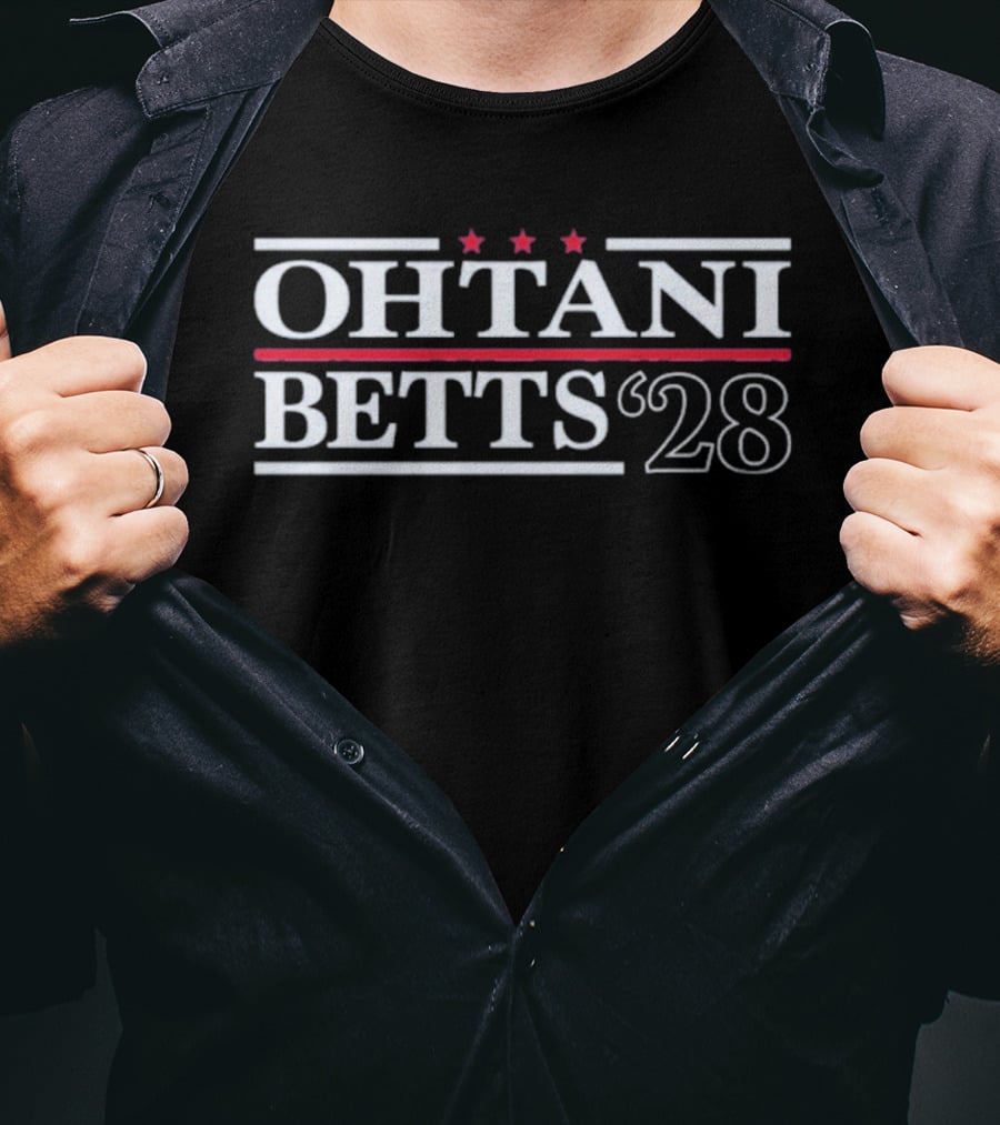 Ohtani Betts 2028 Dodgers Stars Three Red Campaign T-Shirt