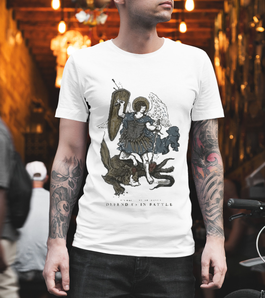 Saint Mxxxxxx Archangel Michael Defend Us In Battle Medieval Angelic Warrior T-Shirt