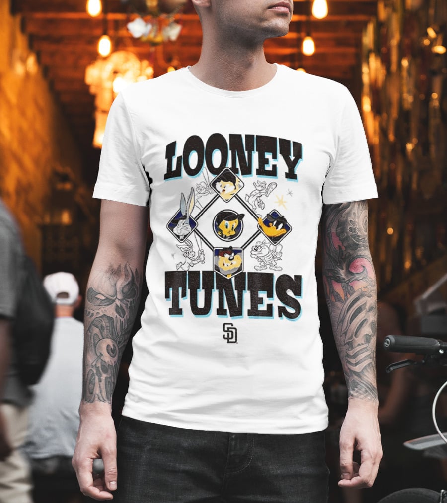 San Diego Padres New Era Looney Tunes MLB Cream Characters T-Shirt