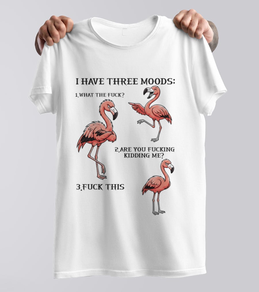 I Have Three Moods What The Fuck Are You Fucking Kidding Me Fuck This Flamingo T-Shirt