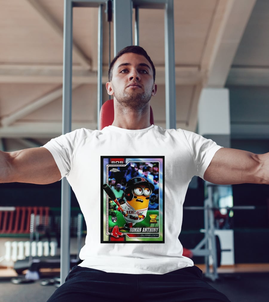 Minions Boston Red Sox Roman Anthony 2025 Topps Chrome Baseball Card T-Shirt