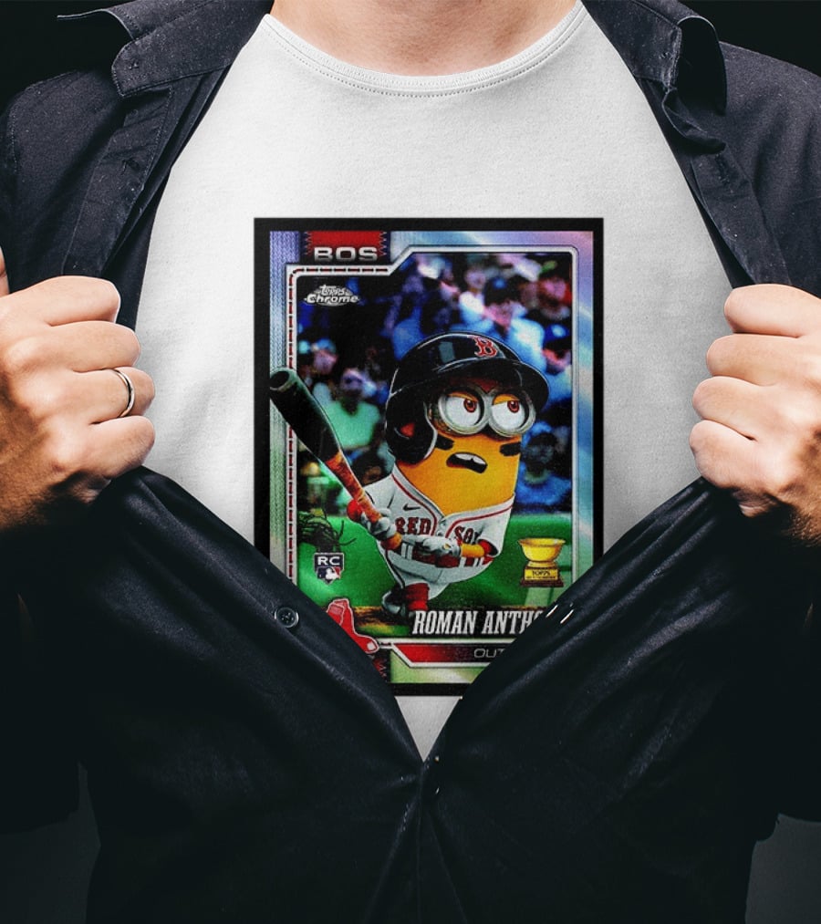 Minions Boston Red Sox Roman Anthony 2025 Topps Chrome Baseball Card T-Shirt