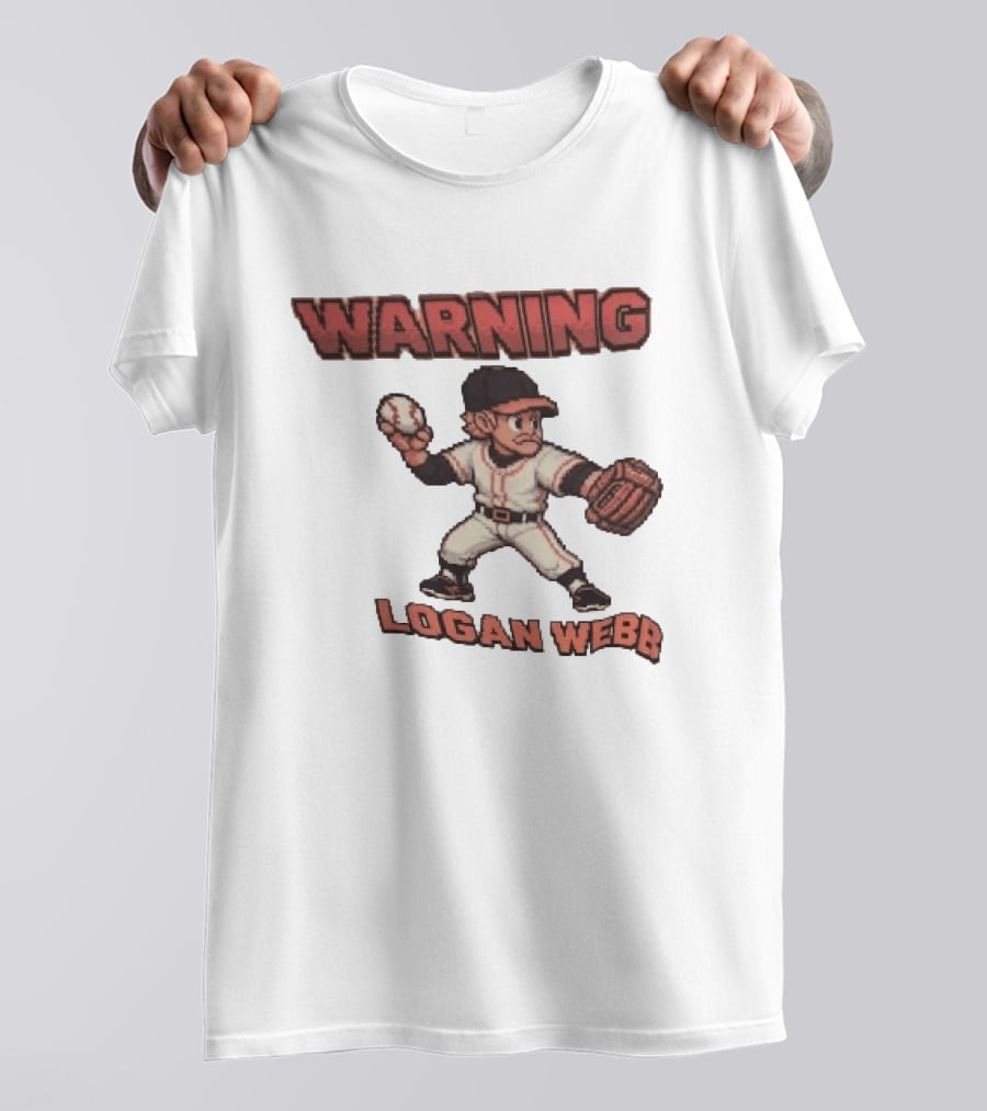 Warning Logan Webb 8 Bit Baseball T-Shirt
