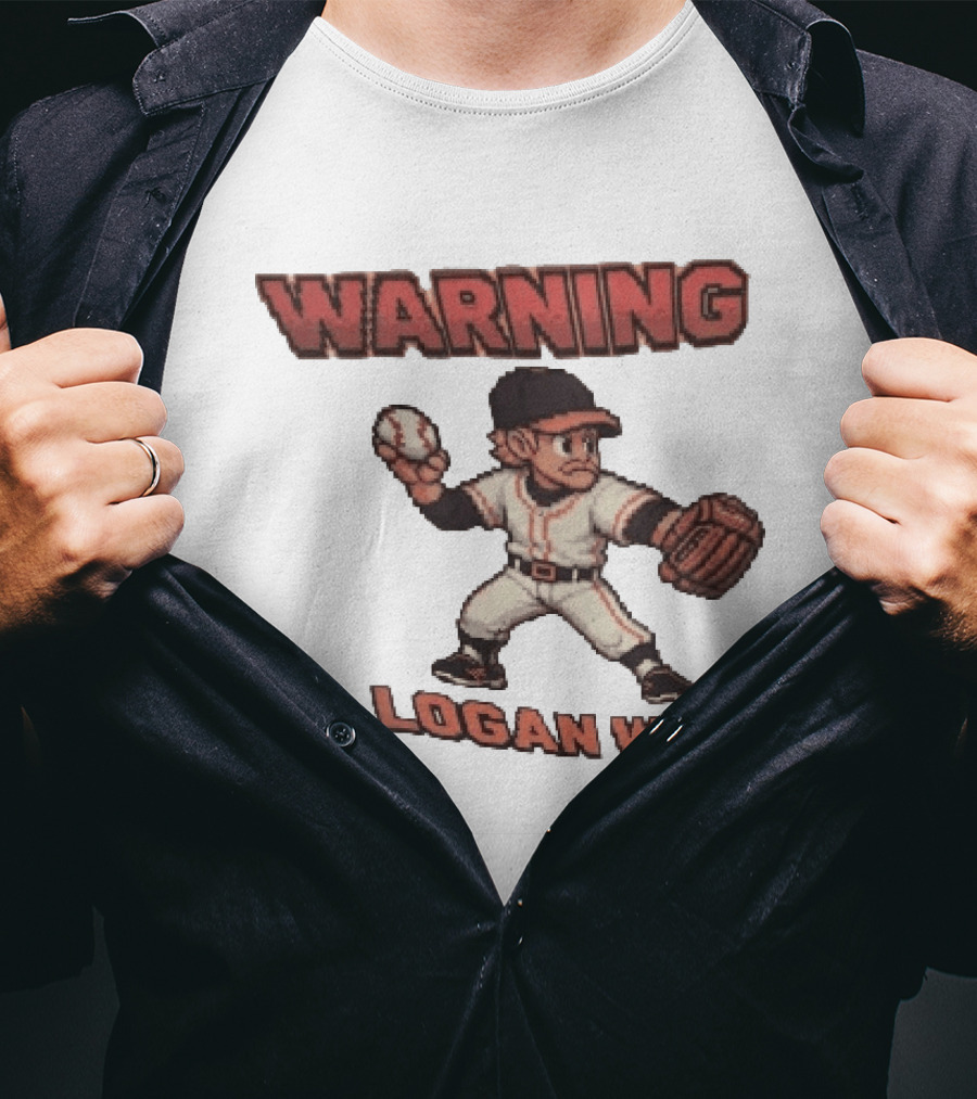 Warning Logan Webb 8 Bit Baseball T-Shirt
