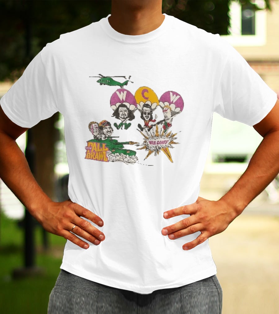 WCW Fall Brawl War Games Helicopter Cartoon Characters Explosion T-Shirt