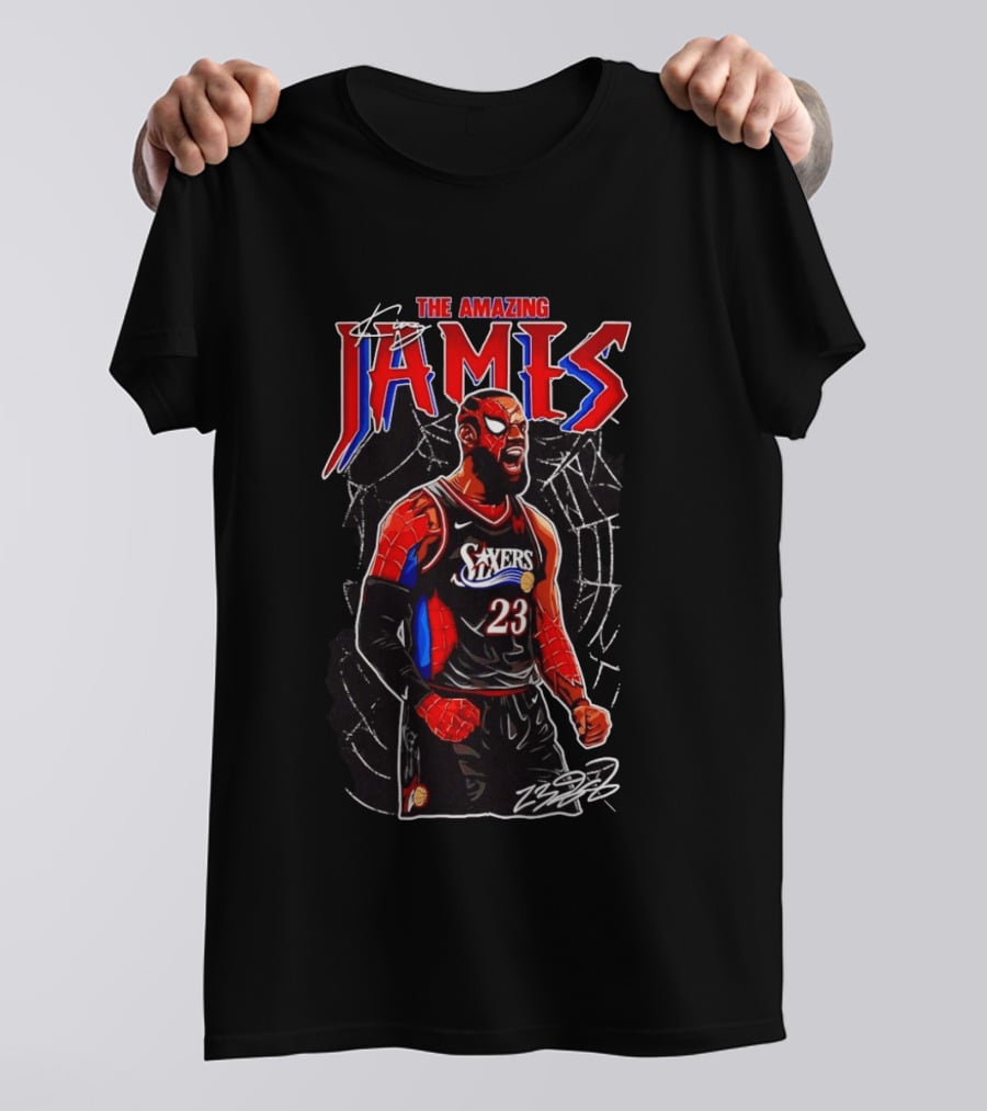 The Amazing LeBron James Spider Man 76ers NBA Crossover Comic T-Shirt