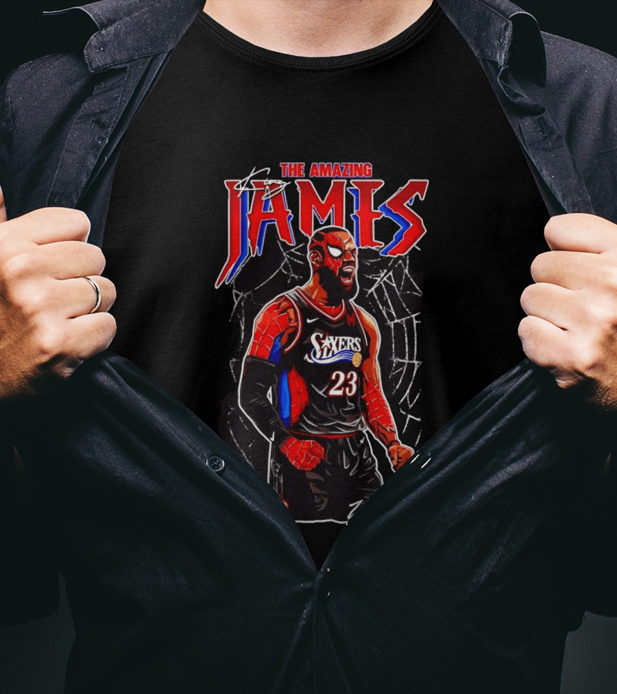 The Amazing LeBron James Spider Man 76ers NBA Crossover Comic T-Shirt