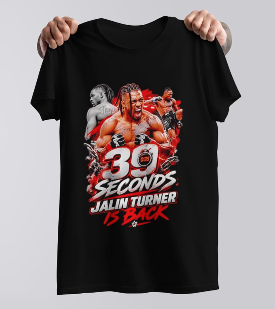 39 Seconds Jalin Turner UFC Fighter Photo Collage Red Glow Is Back T-Shirt