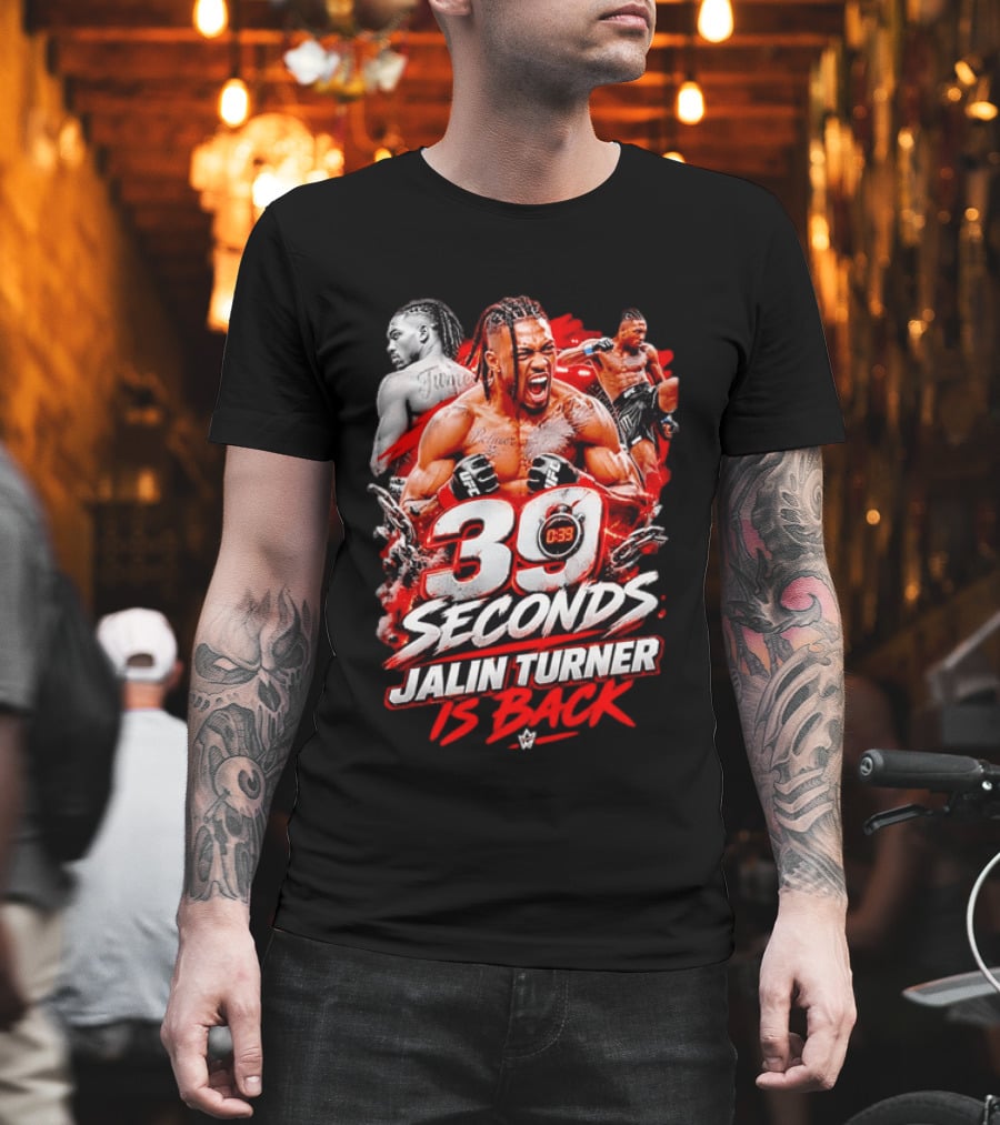 39 Seconds Jalin Turner UFC Fighter Photo Collage Red Glow Is Back T-Shirt