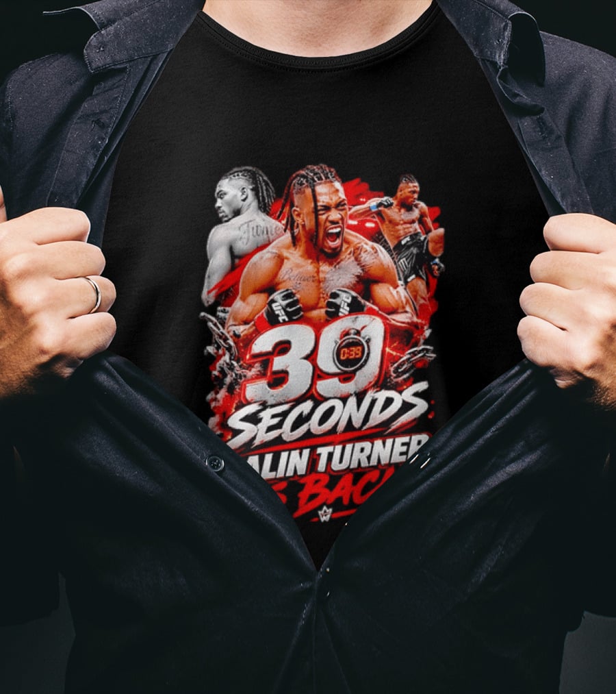 39 Seconds Jalin Turner UFC Fighter Photo Collage Red Glow Is Back T-Shirt