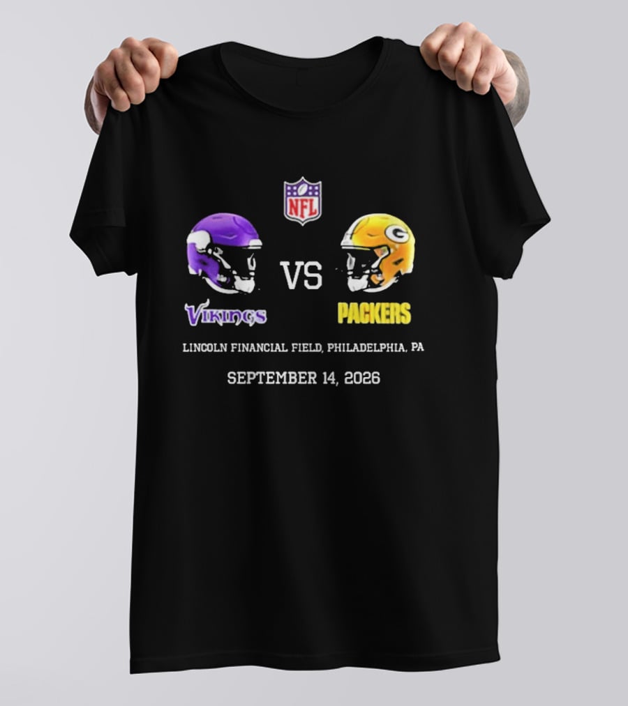 Vikings Vs Packers Lincoln Financial Field Philadelphia PA September 14 2026 T-Shirt