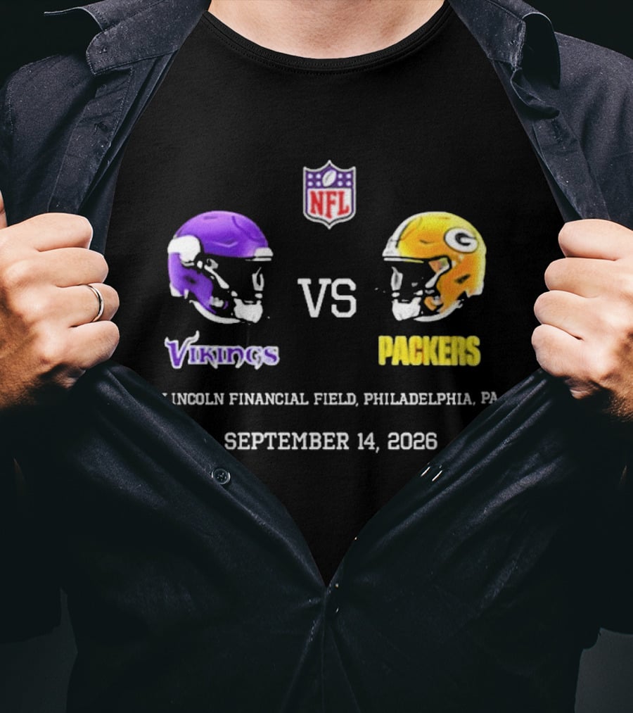 Vikings Vs Packers Lincoln Financial Field Philadelphia PA September 14 2026 T-Shirt