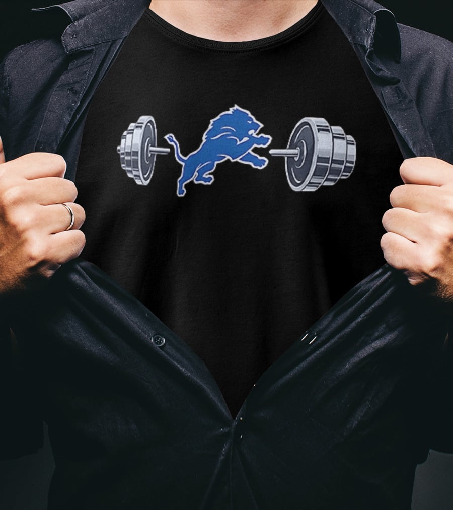Detroit Lions Barbell 2026 Weightlifting Strength Training Lions T-Shirt